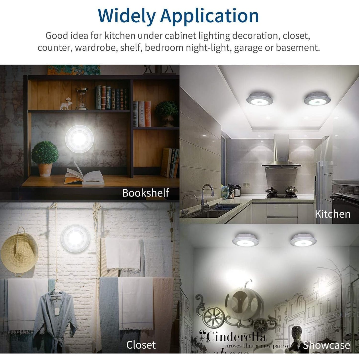 LED Light Under Closet Battery Powered Closet Wall Lamp with Remote, Set of 3
