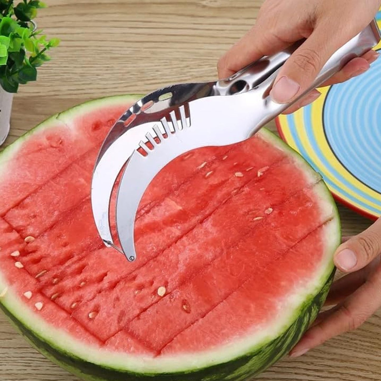 3-in-1 Watermelon Knife Set – Cantaloupe Slicer, Corer & Fruit Cutter