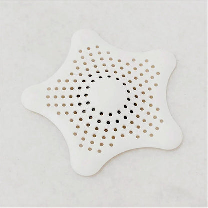 White Silicone Star Shaped Sink Filter Bathroom Hair Catcher Drain Strainers Basin