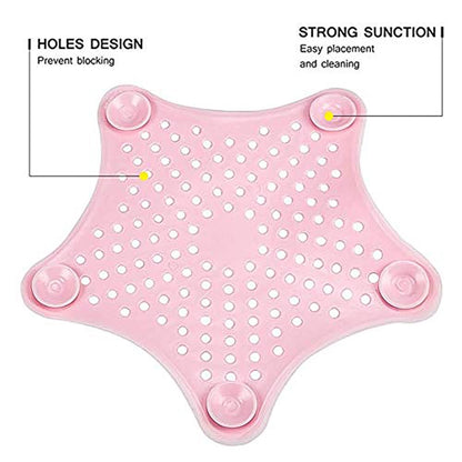 Baby Pink Silicone Star Shaped Sink Filter Bathroom Hair Catcher Drain Strainers