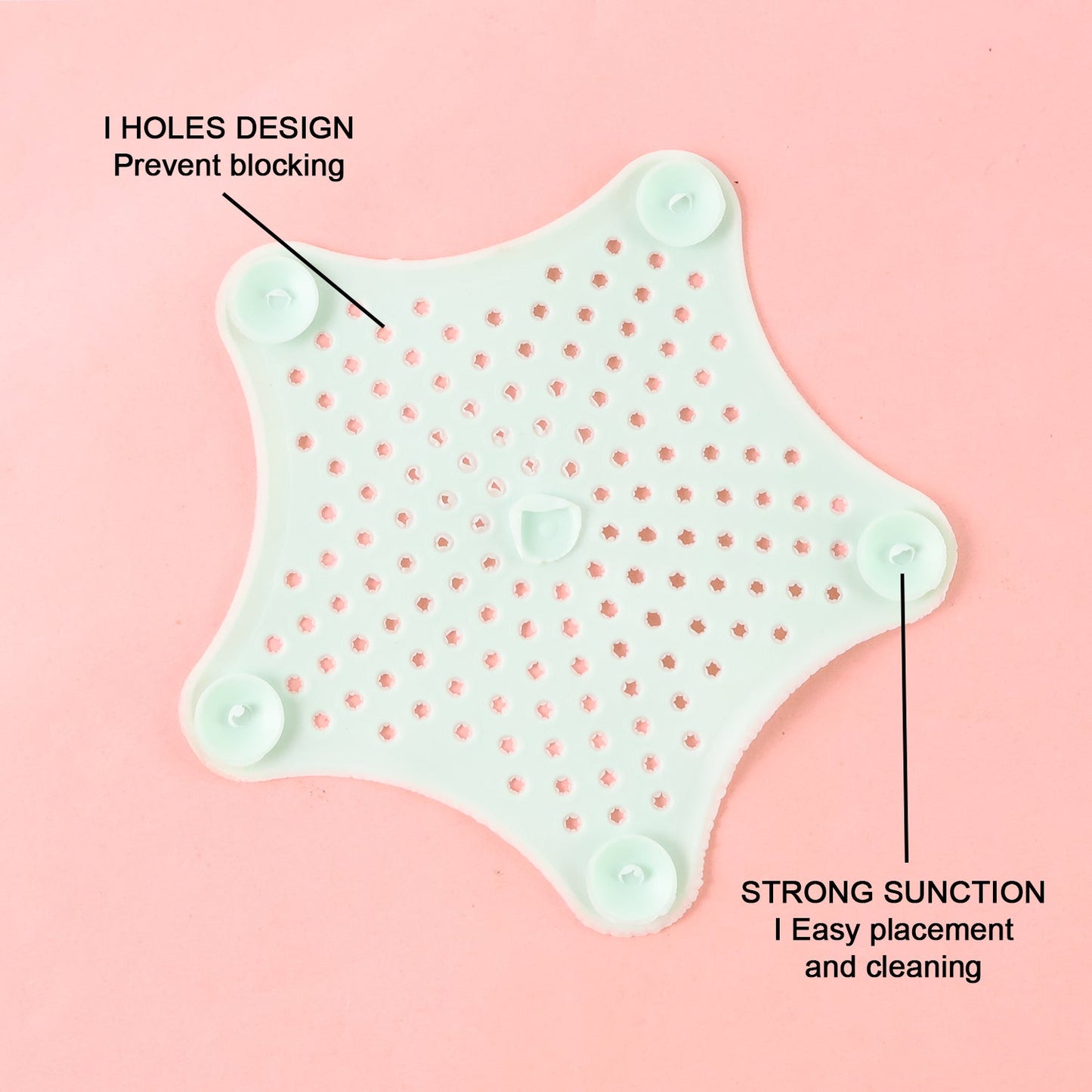 Mint Green Silicone Star Shaped Sink Filter Bathroom Hair Catcher Drain Strainers