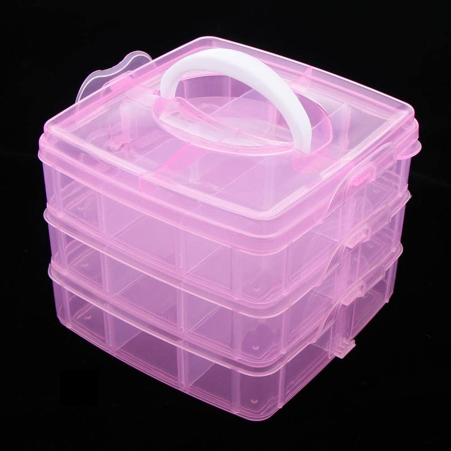 Versatile 18-Grid 3-Layer Transparent Plastic Organizer Box