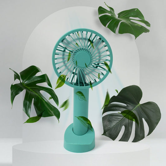 Portable Handheld Fan 3 Speeds Battery Operated Rechargeable with Base Holder