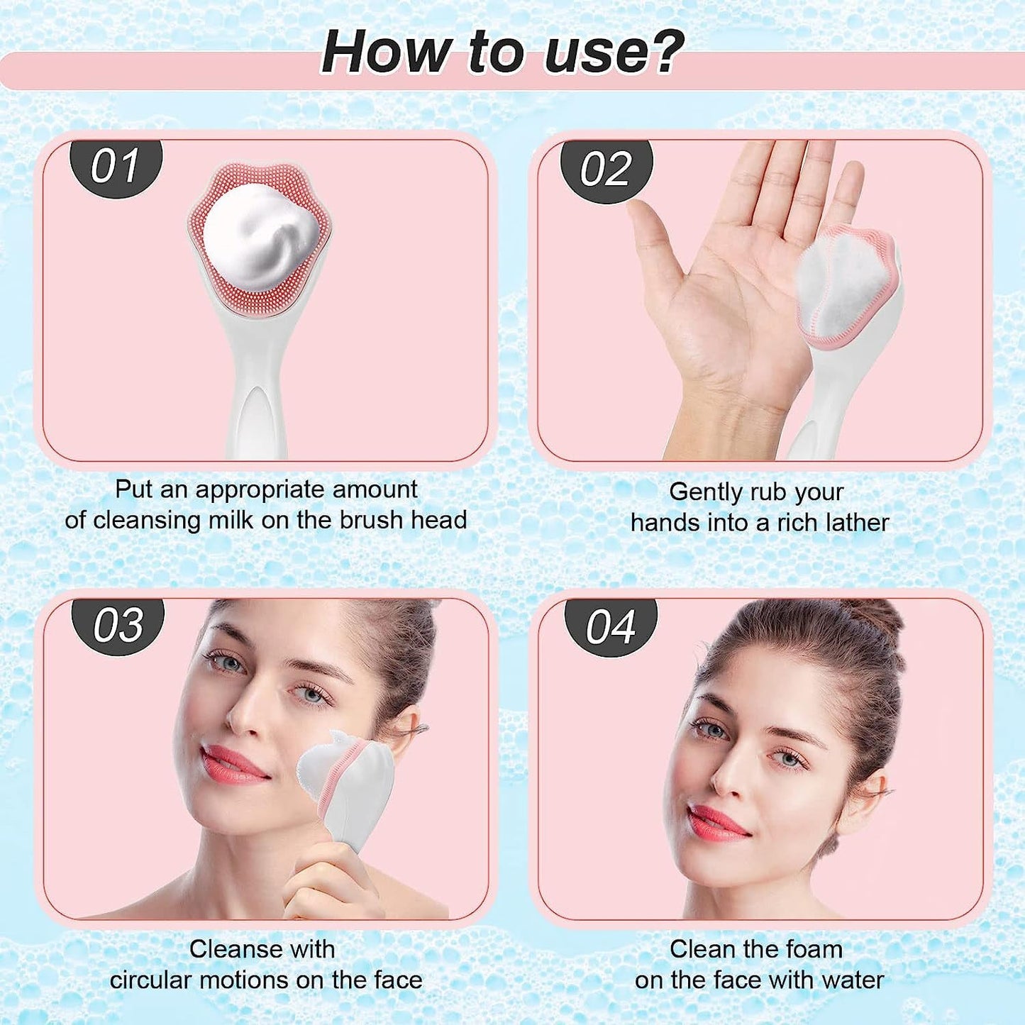 Silicone Face Scrubber Exfoliating Brush, Manual Handheld Facial Cleansing (1 Pc)