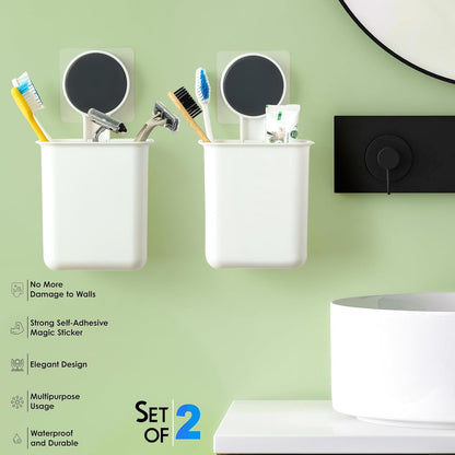 Wall Mounted Bathroom Storage Organizer Cup Set (2 Pc Set)