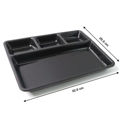 Plastic 4-Compartment Rectangular Meal Serving Tray – Sectioned Dining Plate (1 Pc)