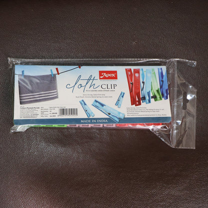 Cloth Clips Set of 12 – Strong Grip Plastic Laundry Pegs with Stainless Steel