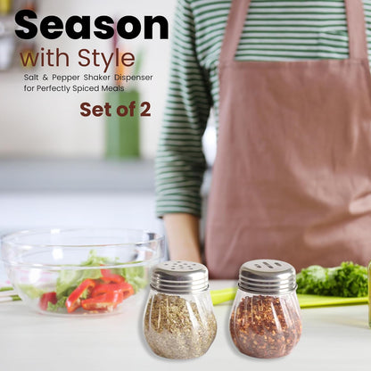 Apex Oregano & Chilli Flakes Dispenser Set 2 Pcs Plastic Spice Shaker with Steel Lid