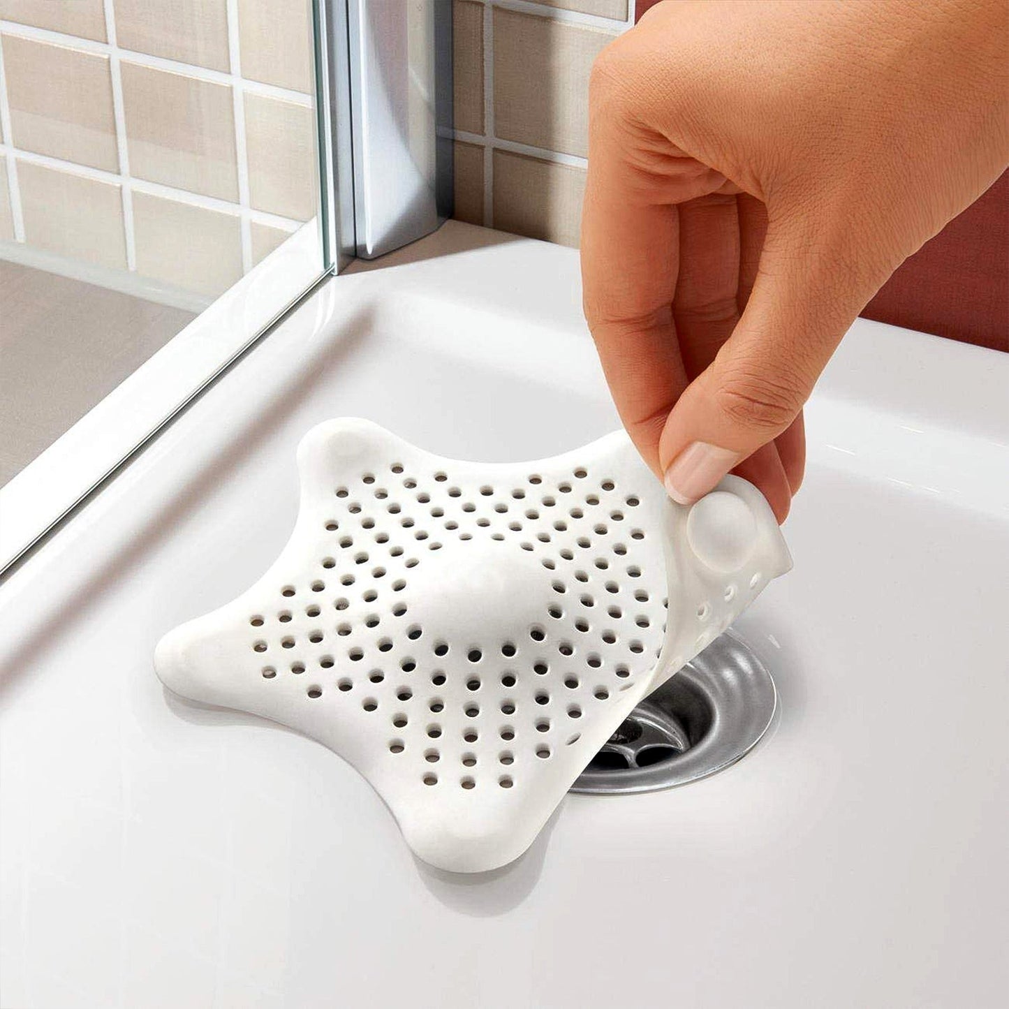 White Silicone Star Shaped Sink Filter Bathroom Hair Catcher Drain Strainers Basin