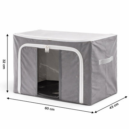 Foldable Steel Frame Clothes Storage Organizer Bag 60x43x32cm (Mix Color)