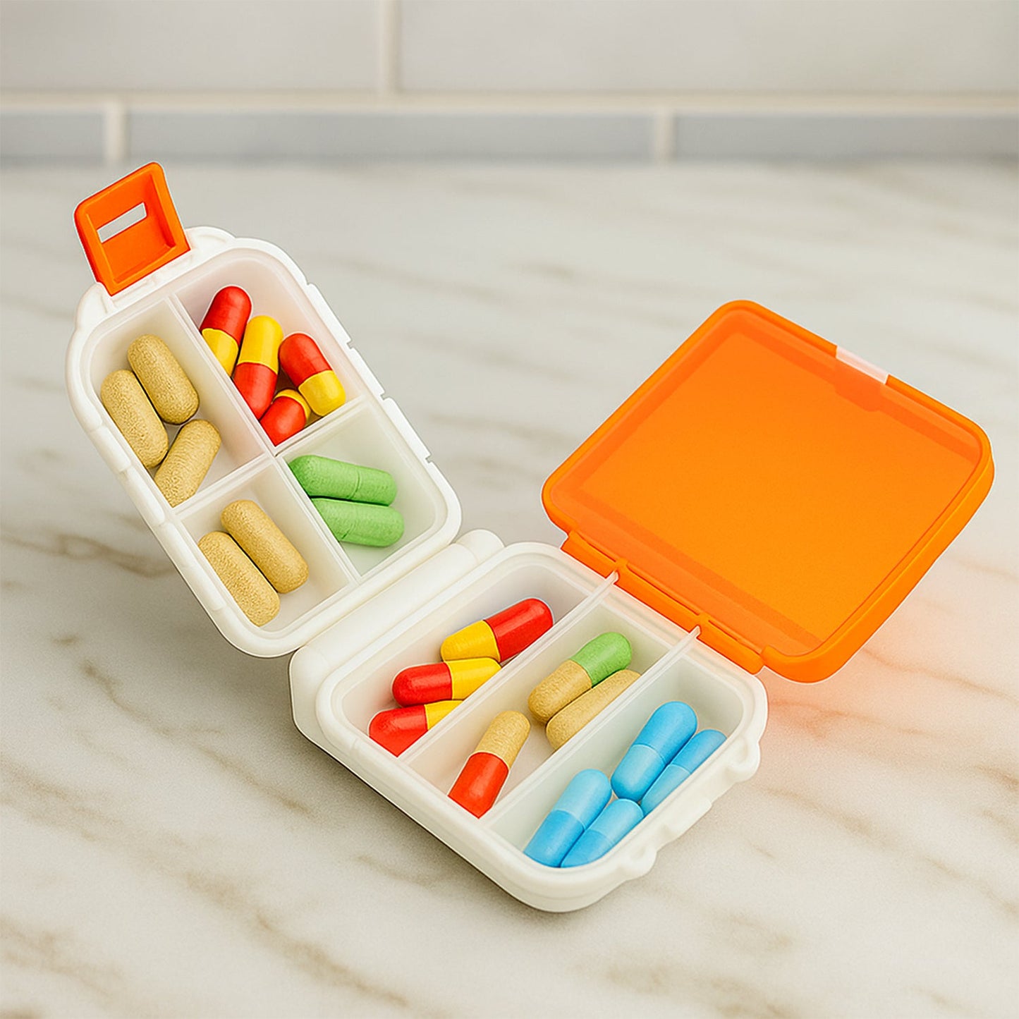 Portable Dual-Sided Pill Organizer Box (1 Pc)