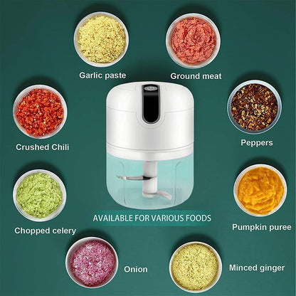 Wireless USB Rechargeable Mini Electric Garlic Machine / Chopper 3 Blades (300Ml)