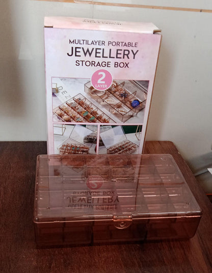 2-Layer Acrylic Jewelry Storage Box with 30 Compartment Dustproof Organizer