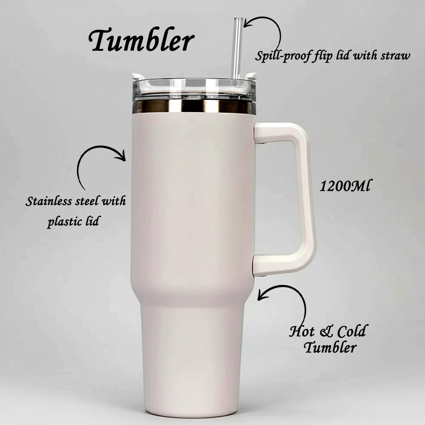 Extra Large Insulated Travel Mug, Tumbler (1200ML - 1 Pc / Mix Color)