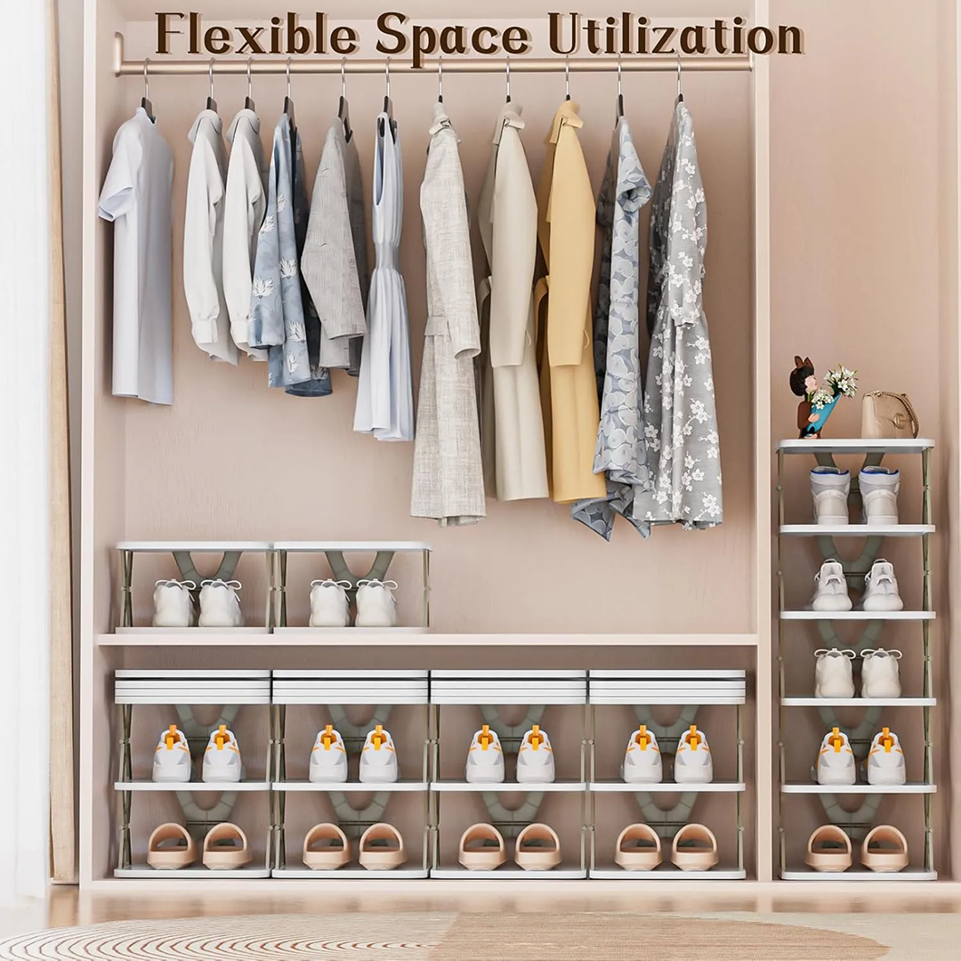 Foldable Shoe Rack (1 Pc, 6 Layers): Space-Saving, Entryway Storage