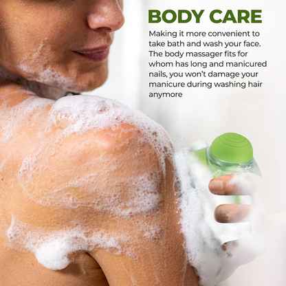 SILICONE MASSAGE BATH BODY BRUSH WITH SHAMPOO DISPENSER, SCRUBBER