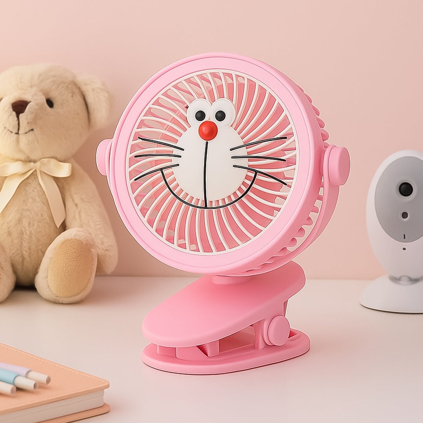 USB Portable Mini Desk Fan with Light – Personal Table Fan (1 Pc)