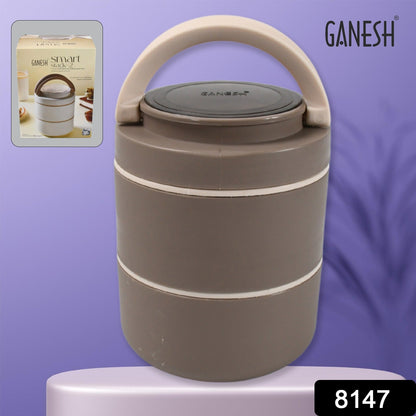 Ganesh Stack 2-Layer Stainless Steel Leak-Proof Lunch Box for Office, School, Picnic