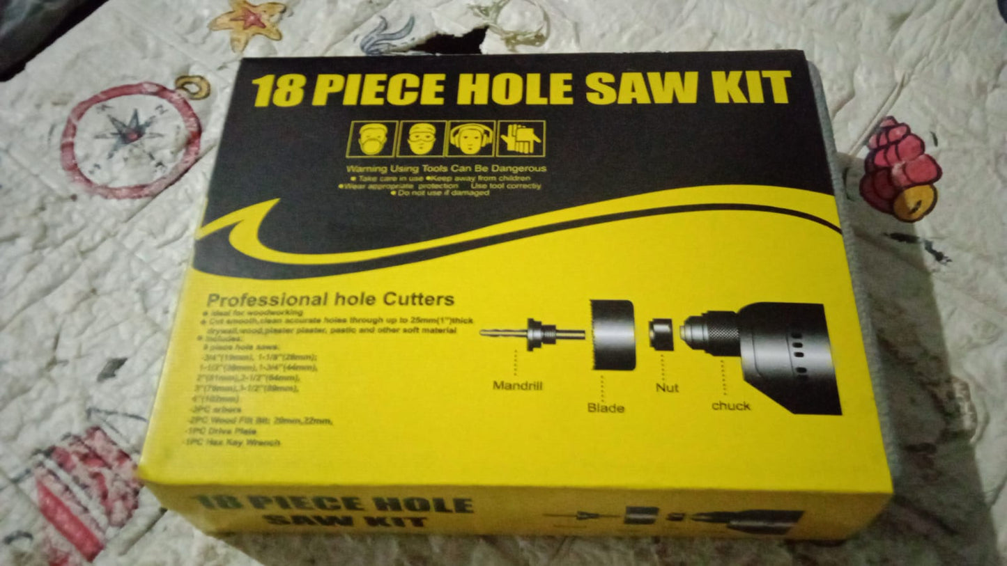 Drill Hole Cutter, Carbon Steel High Accuracy Incisive Hole Saw for Cutting PCV  (18 Pcs Set)