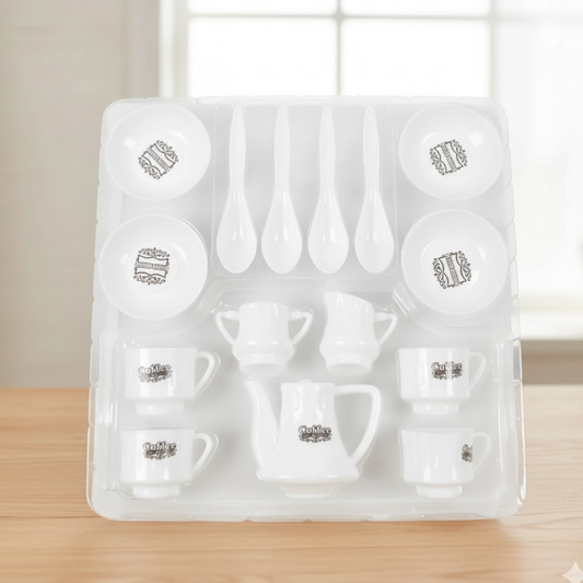 Tickles Tea toy Set | Coffee Kitchen Plastic Set (14 Pcs / Mix Size & Design)