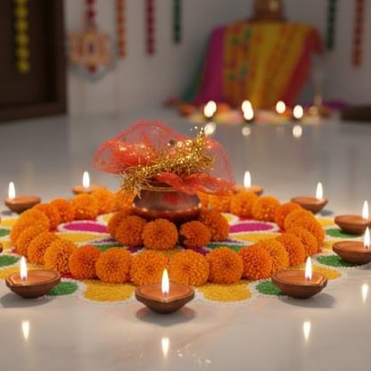 vastu Kalash Pooja Decorative Copper-Style Kalash - (1 set)