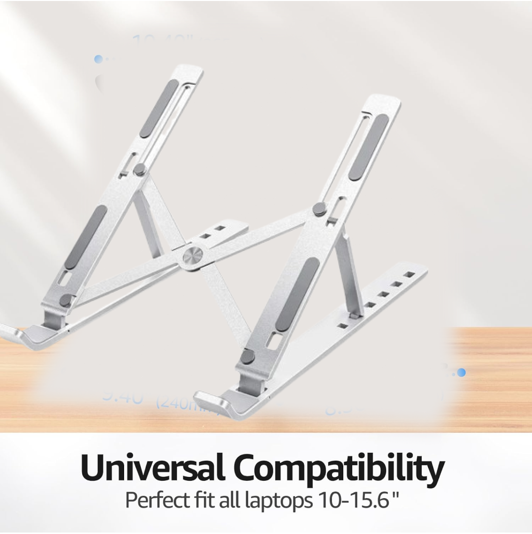 Metal Portable Laptop Stand – 6-Angle Adjustable Riser for Laptops, Phones & Tablets