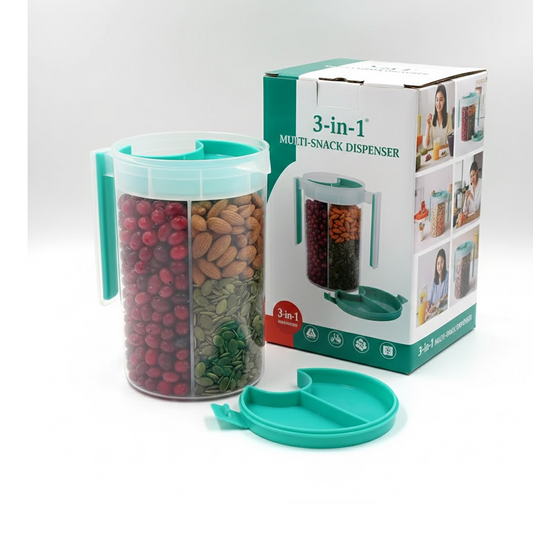 3 in 1 Transparent Air Tight Storage Dispenser Container (With Color Box)