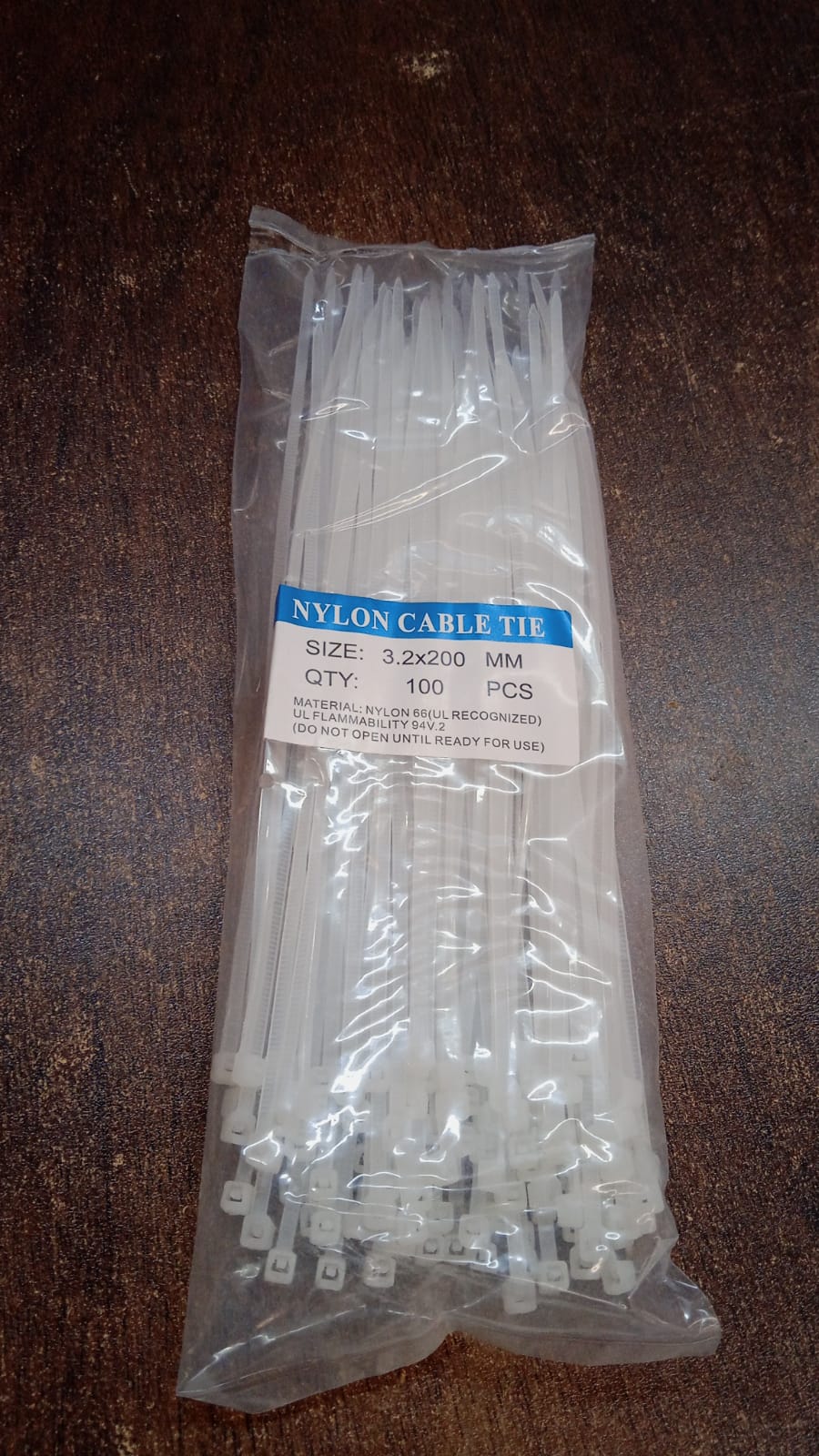 3.2×200 MM Nylon Self-Locking Cable Ties – Heavy Duty Zip Wire Tie (Pack of 100, Black)