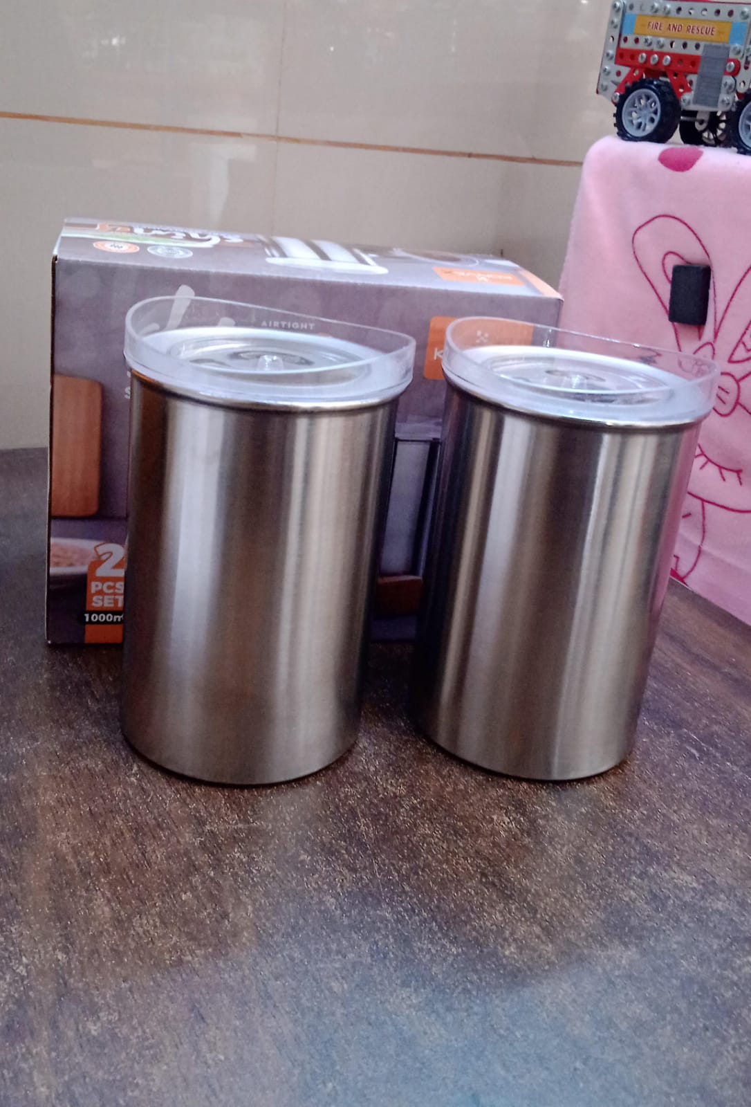 Stainless Steel Airtight Containers with See Through Lid (2 Pc Set / 1000 ML)