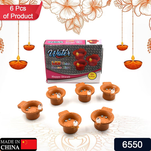 Water Sensor Diyas for Diwali Decoration | Diyas for Home Decoration| Diwali Decoration Items for Home Decor Diyas | Diwali LED Diyas Candle with Water Sensing Technology E-Diya, Diwali (6Pc Set)