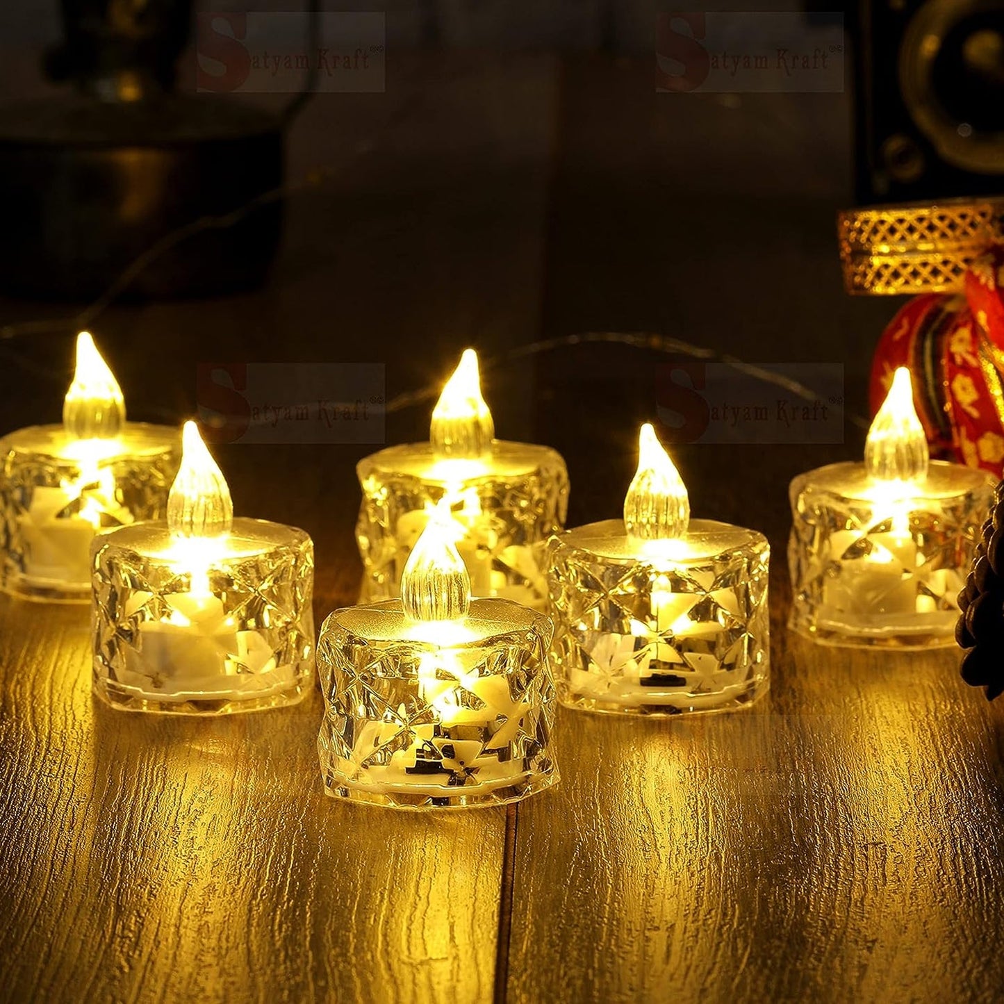 Flameless Acrylic LED Tealight Candles for Festival Decor (24 Pc)