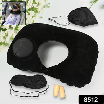 3-in-1 Travel Sleeping Kit with Neck Pillow, Eye Mask & Earplugs