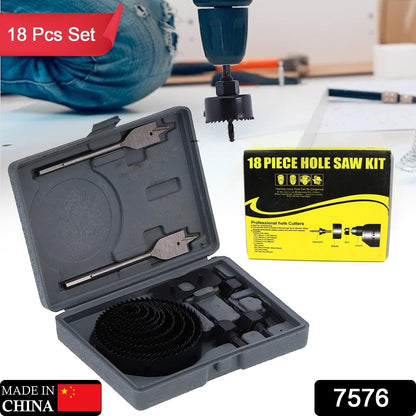 Drill Hole Cutter, Carbon Steel High Accuracy Incisive Hole Saw for Cutting PCV  (18 Pcs Set)