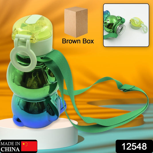 Cute Plastic Water Bottle with Strap & Stickers  Kids School Bottle (1 Pc)