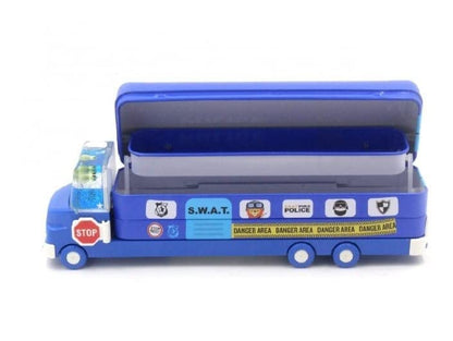 Double Decker Magic Truck Compass Multi Level Metal Pencil Case