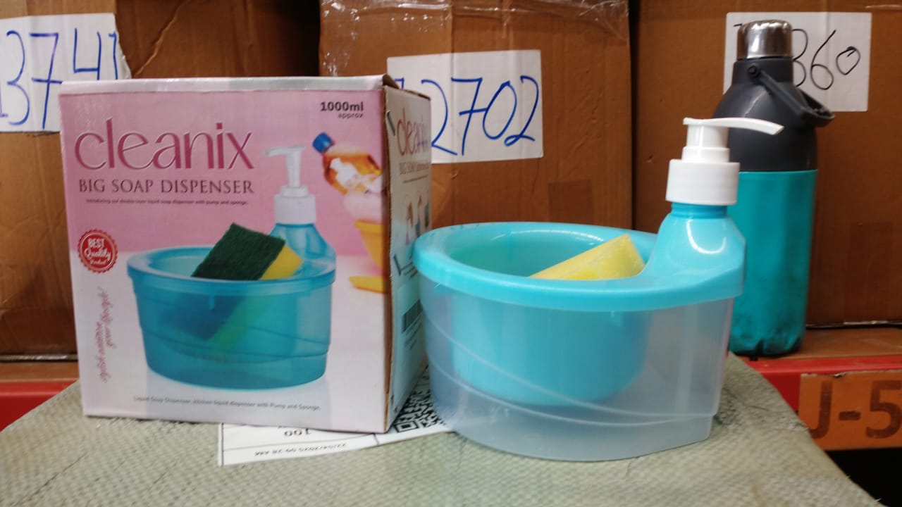 2 in 1 Double Layer Liquid Soap Dispenser with Pump and Sponge