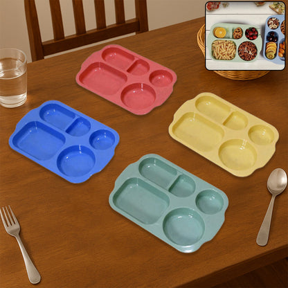Divided Plates (32 CM, 5 Compartments) Shatterproof Microwave-Safe Tableware
