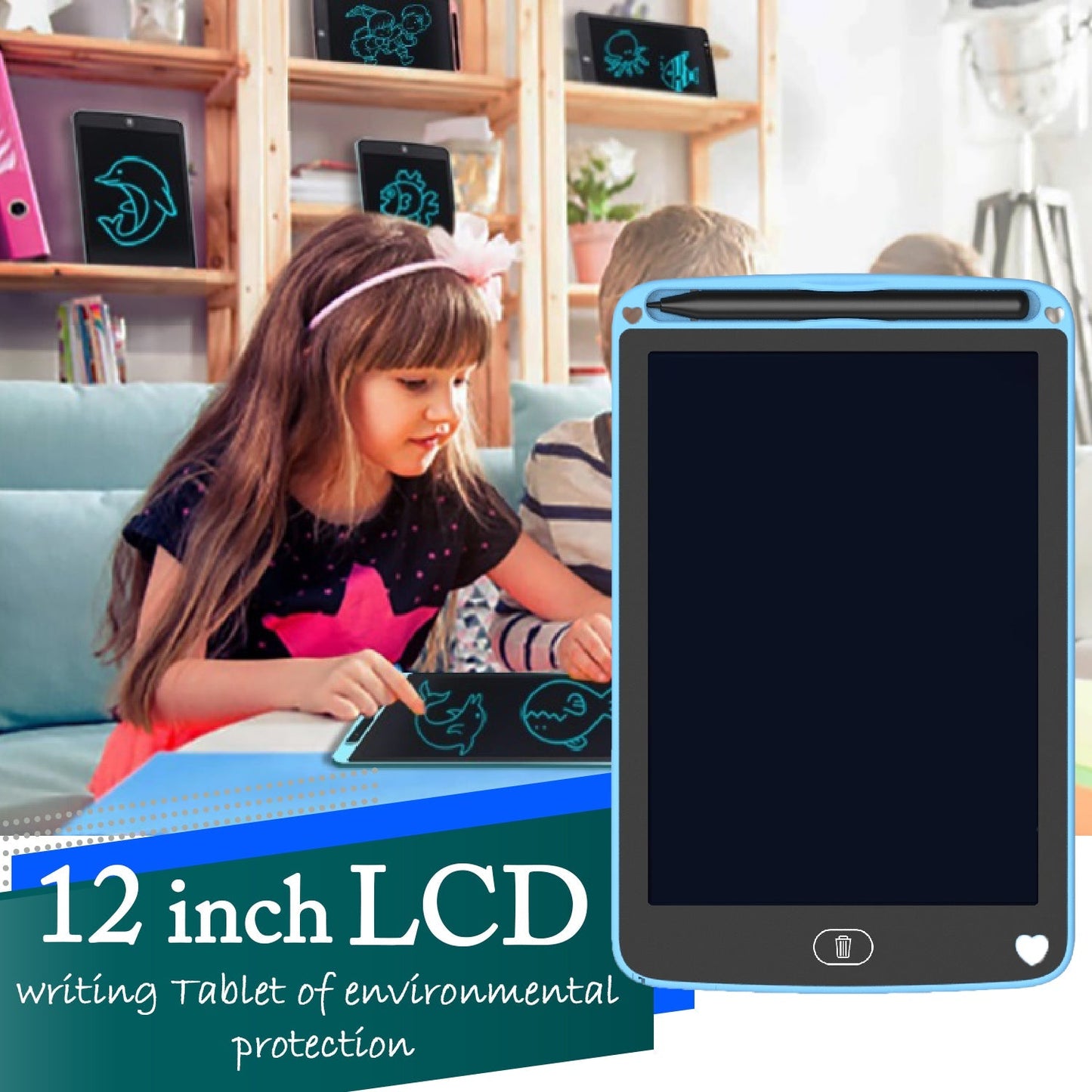 Portable LCD Writing Board Slate  Digital Notepad with Pen  for Kids 12 inch