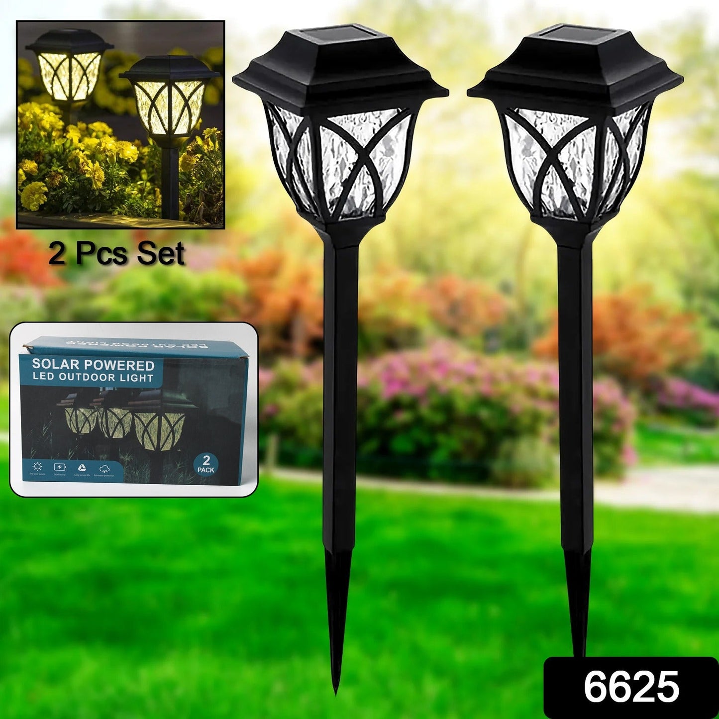 Solar Garden Lights LED Outdoor Stake Spotlight Fixture Garden Light (Pack of 2pc )