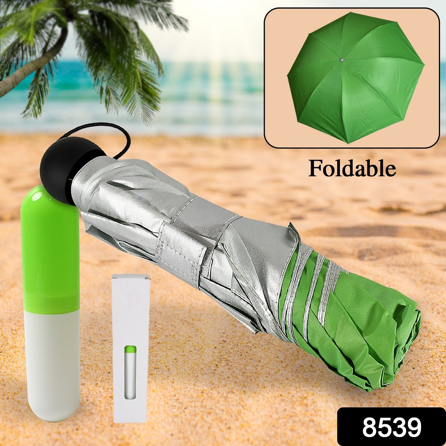 3 Fold Sun Protective Solid Foldable Outdoor Umbrella