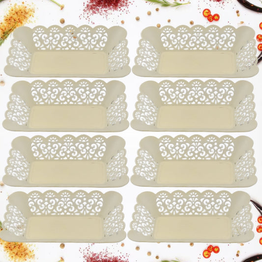 Rectangle Plastic Dinner Plate  Serving Trays Home School Office 8 Pcs Set