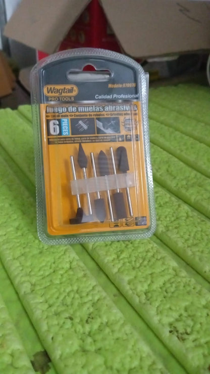 Mounted Points Abrasive Stone Head Grinding Wheel Bits Rotary Tool Kit (6 Pcs)