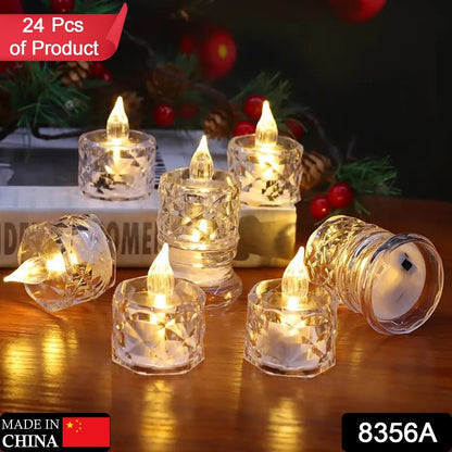 Flameless Acrylic LED Tealight Candles for Festival Decor (24 Pc)
