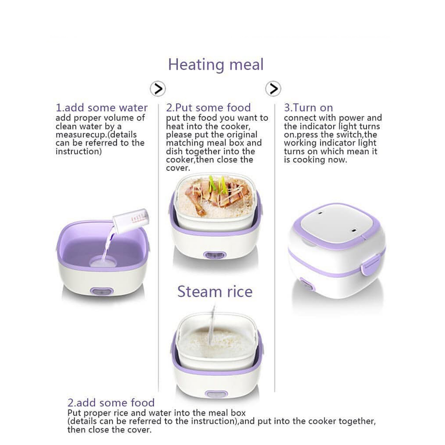 Electric Lunch Box Portable Food Warmer Food Heating Lunch Box  for Car, Truck, office