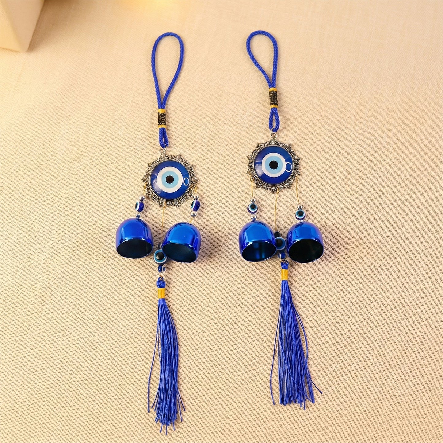 Decorative Evil Eye Hanging Wind Chime Set (2 Pc Set)
