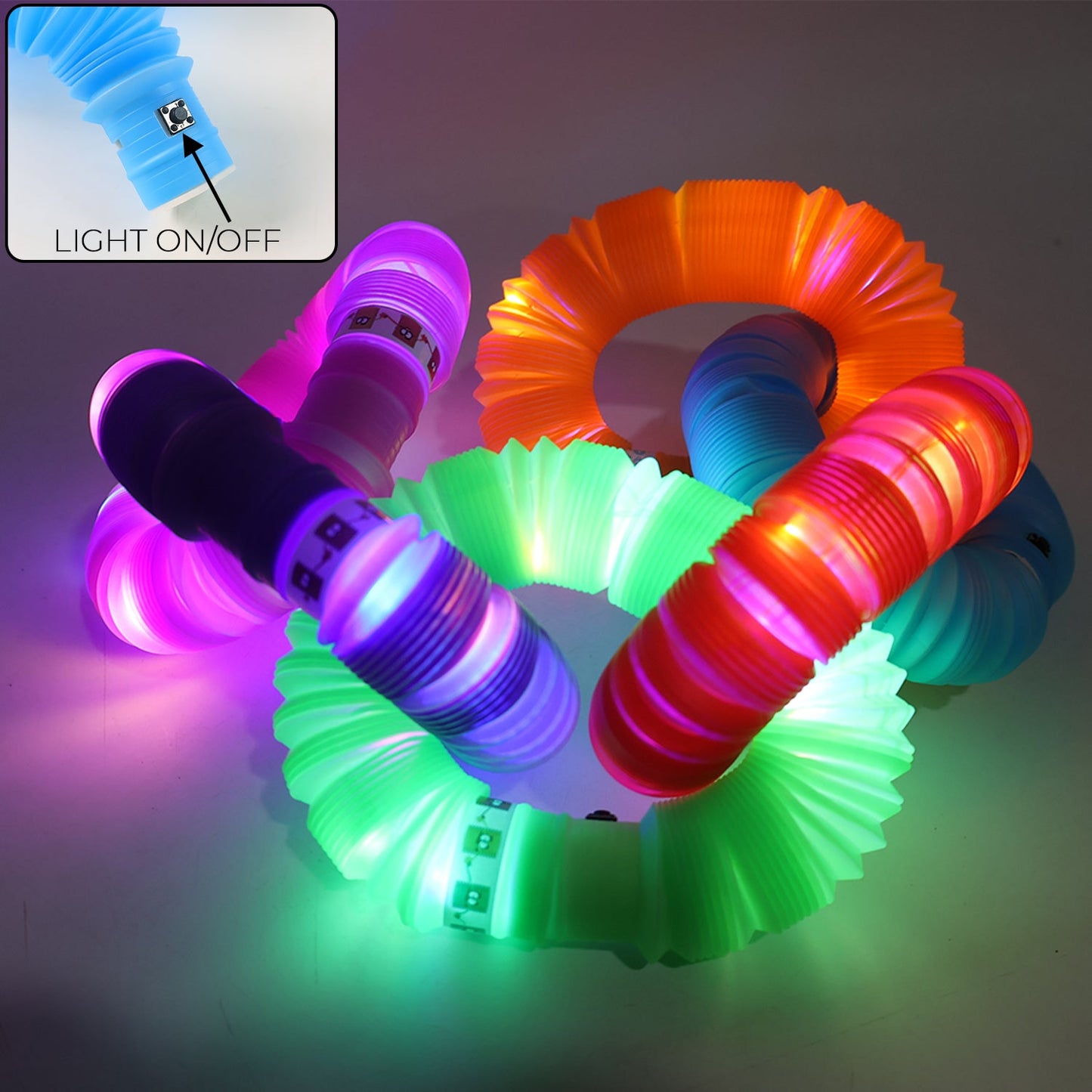 LED Glow Pop Tube Fidget Toy (Mix Color / 1 Pc)
