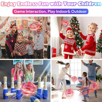 Flying Ball Toys, USB Rechargeable Built-in RGB Lights 360°Rotating Magic Controller