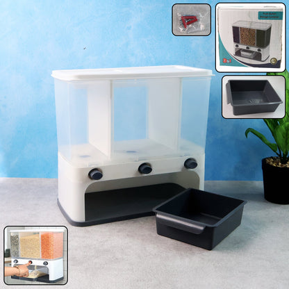 Easy Flow Cereal Dispenser for Kitchen 3 in 1 Push Button Wall Mount Container