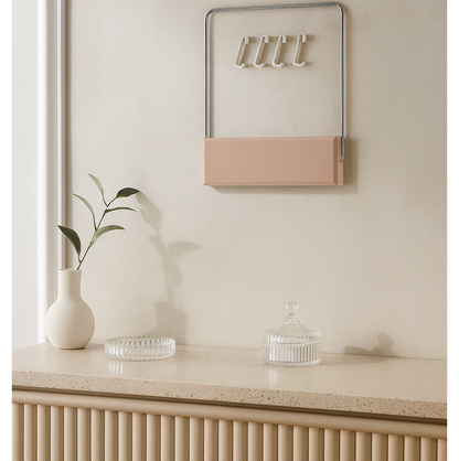 Wall-Mounted Foldable Wash Basin Storage Rack with Self-Adhesive Sticker