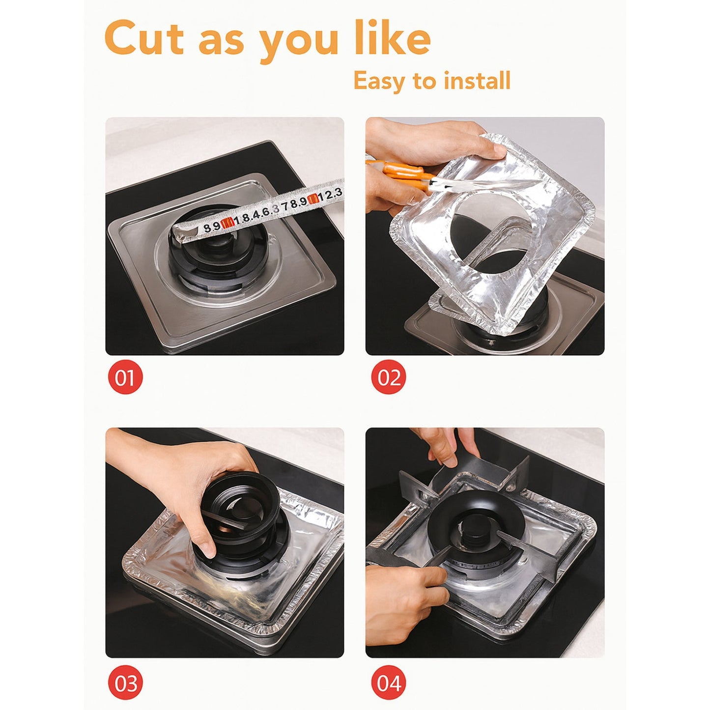 Aluminum Gas Stove Burner Protector Covers (10 Pc / 23x23 cm)